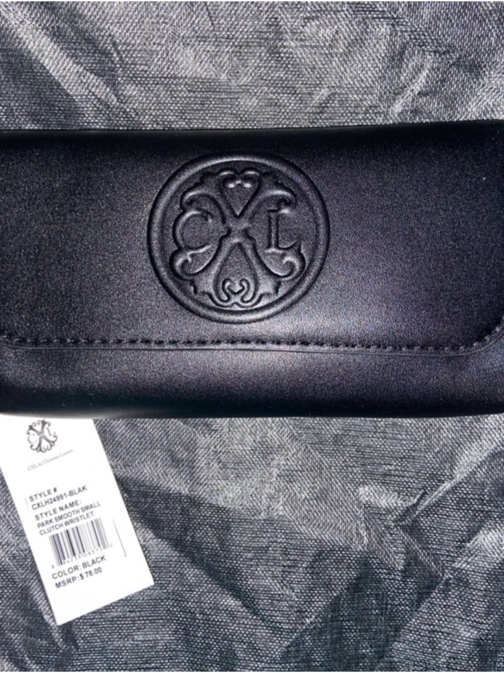 Christian Lacroix Black Embossed Logo Clutch
